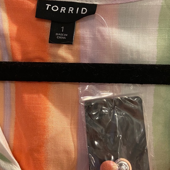 NWT torrid Striped Tiered Tank - Size 1 (14/16) - Orange/Peach/White - Picture 8 of 9